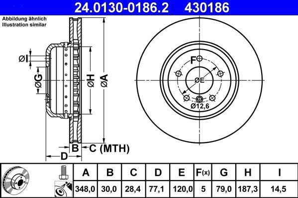 Ate - 24.0130-0186.2 - Remschijf - Voor - Geventileerd - Buitendiameter 348 mm