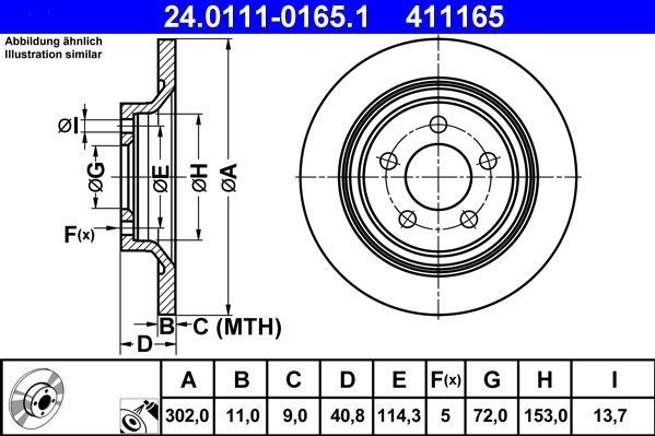 Mazda - Remschijf - Achter - Gecoat - Buitendiameter 302 mm - Dikte 11 mm