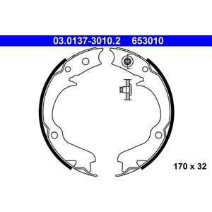 ATE Handrem SUBARU 03.0137-3010.2 26698AC000,26298AA020,26298AC000 Remschoenset, parkeerrem