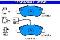 ATE - Remblokkenset - Vooras - Inclusief Slijtageindicator - Set Assen