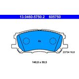 ATE - Remblokkenset - Vooras - Set assen - 140,8 mm breed - 59,5 mm hoog - 16,8 mm dik
