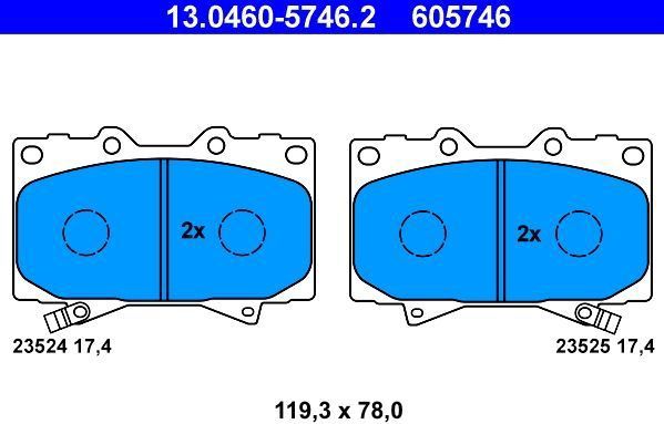 ATE Remblokkenset TOYOTA,LEXUS 13.0460-5746.2 0446560120,0446560150,0446560151 0446560180,0446560220,0446560230,0446560170,0446560190