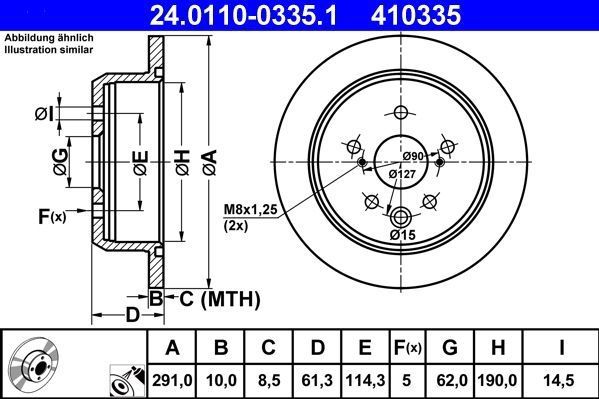 Lexus - Remschijf - Achter - Gecoat - Buitendiameter 291 mm - Massief