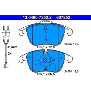 ATE - Remblokkenset - Vooras - Set assen - Inclusief Slijtageindicator