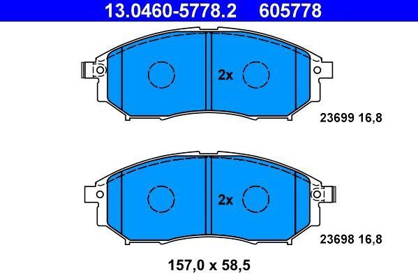 ATE - Remblokkenset - Vooras - Set assen - Met Akoestische Slijtagewaarschuwing