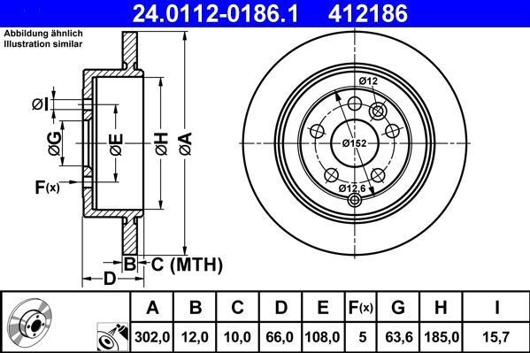Land Rover - Remschijf - Achter - Gecoat - Buitendiameter 302 mm - Massief