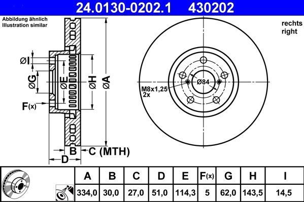 Lexus - Remschijf - Geventileerd - Buitendiameter 334 mm - Gecoat