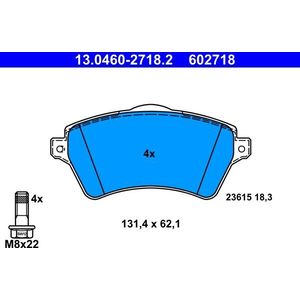 ATE - Remblokkenset - Vooras - Set assen - Remsysteem Lucas / TRW