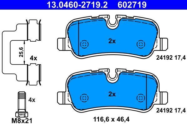 ATE - Remblokkenset - Achteras - Set assen - Voorbereid voor Slijtagewaarschuwing