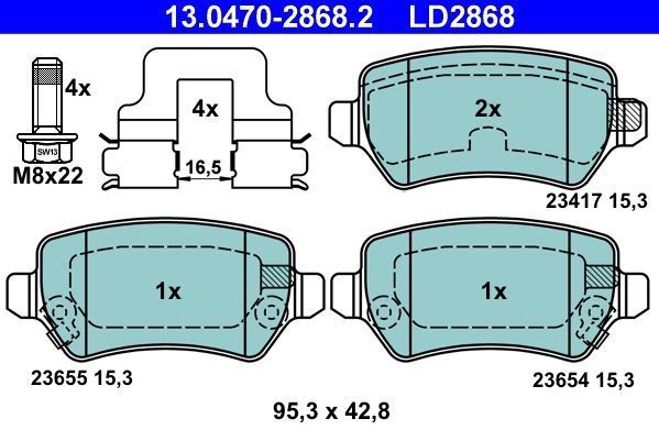 ATE - Remblokkenset - Ceramic - Set Assen - Achteras