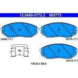 ATE - Remblokkenset - Set Assen - Vooras - 154,8 mm Breedte - 60,0 mm Hoogte - 17,1 mm Dikte