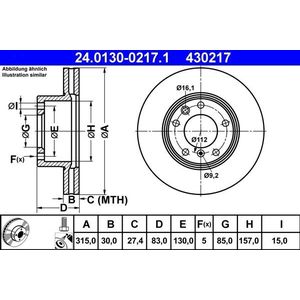 Mercedes-Benz - Remschijf - Geventileerd - Buitendiameter 315 mm - Voor Puch Ate
