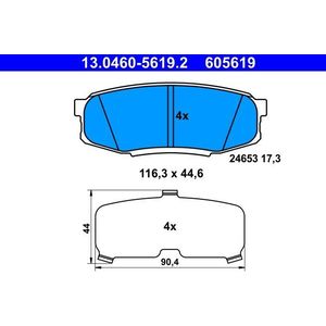 Remblokken Set - Toyota Ate 13.0460-5619.2 - Set van 4 Remblokken - Achter