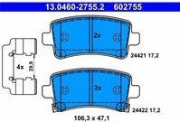 ATE - Remblokkenset - Achteras - Met Akoestische Slijtagewaarschuwing - Set Assen
