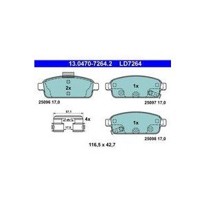 ATE - Ceramic - Remblokkenset - Achteras - Met Akoestische Slijtagewaarschuwing