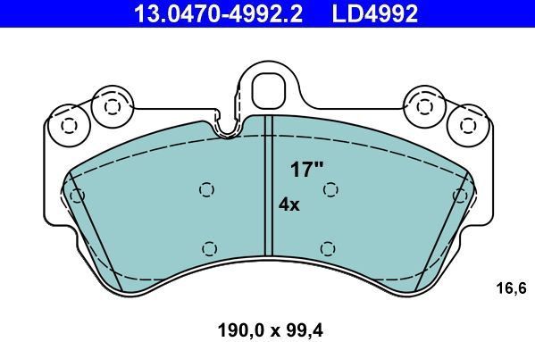 ATE Remblokkenset VW,PORSCHE 13.0470-4992.2 7L6698151C,A4634205500,7L0698151D 7L0698151H,7L6698151,95535193900,95535193901,95535193902,95535193904