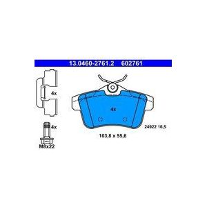 ATE - Remblokkenset - Set Assen - Voor Voertuigen Met Elektrische Handrem - Achteras