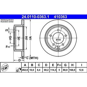 ATE Remschijf JEEP,CHRYSLER 24.0110-0363.1 05105515AA,5105515AA Remschijven