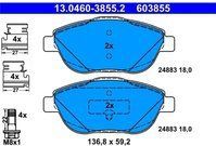 ATE - Remblokkenset - Set Assen - Vooras - Voor Remschijfdiameter 283 mm - Geventileerd