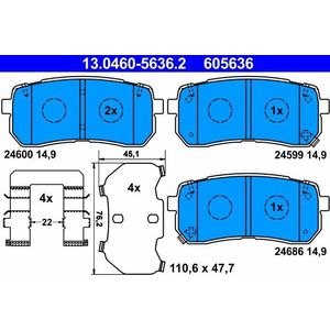 ATE Remblokkenset HYUNDAI,KIA 13.0460-5636.2 583023JA50,583024HA50,58302C5A70