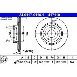 Remschijf - Citroen, Mitsubishi, Peugeot - Geventileerd - Gecoat - 257 mm Buitendiameter