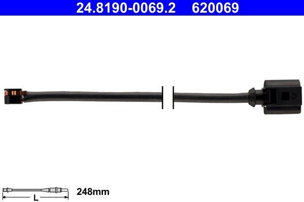 ATE Slijtage-Indicator Remblokken PORSCHE 24.8190-0069.2 99160916100,9P1907253 Waarschuwingscontact, remvoering-/blokslijtage