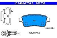 ATE - Remblokkenset - Achteras - Voor voertuigen met elektrische handrem - Set assen