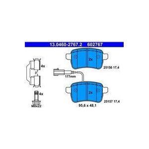 ATE - Remblokkenset - Achteras - Met Slijtageindicator - Set Assen