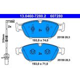 ATE - Remblokkenset - Set Assen - Vooras - Inclusief Slijtageindicator