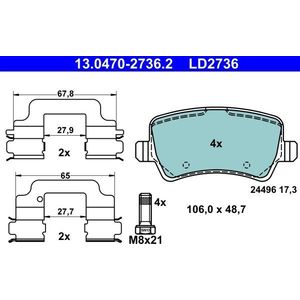 ATE - Remblokkenset - Ceramic - Set assen - Voor VOLVO - Achteras