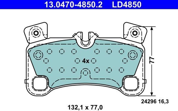 ATE Remblokkenset VW,AUDI,PORSCHE 13.0470-4850.2 95535293962,95535293963,7L0698451F 95535293964,95535293966,7L0698451C,7L0698451D,7L0698451E,LD4850