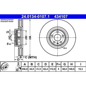 Audi - Remschijf - Geventileerd - Vooras - Buitendiameter 356 mm - Gecoat
