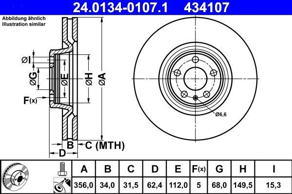 Audi - Remschijf - Geventileerd - Vooras - Buitendiameter 356 mm - Gecoat