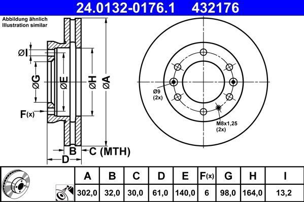 Ford - Remschijf - Geventileerd - Buitendiameter 302 mm - Gecoat