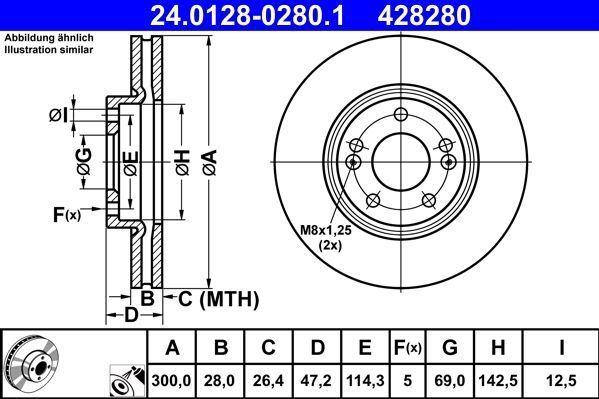 Kia - Remschijf - Geventileerd - Buitendiameter 300 mm - Dikte 28 mm