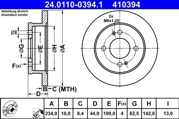 Hyundai - Ate 24.0110-0394.1 - Remschijf - Gecoat - Buitendiameter 234 mm