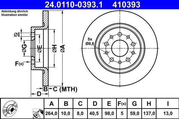 ATE - Remschijf - Remschijven - Buitendiameter 264 mm - Achteras - Gecoat