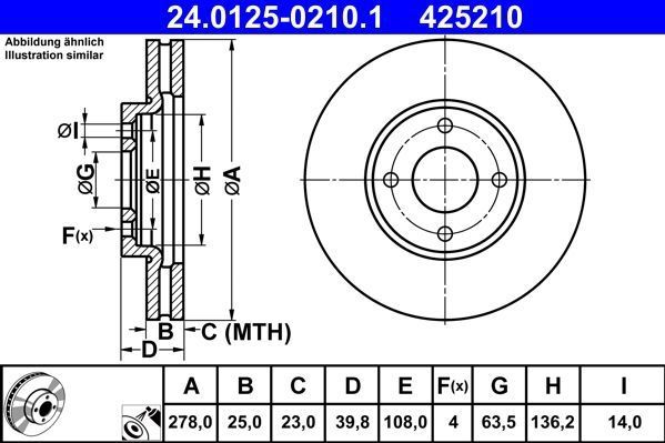 Ford - Remschijf - Geventileerd - Buitendiameter 278 mm - Vooras