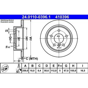 Mini - Remschijf - 24.0110-0396.1 - Buitendiameter 259 mm - Massief - Gecoat