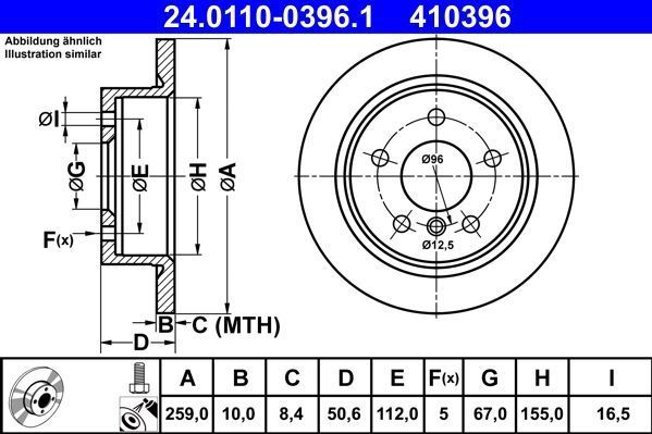 Mini - Remschijf - 24.0110-0396.1 - Buitendiameter 259 mm - Massief - Gecoat