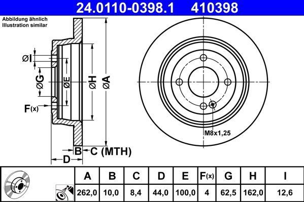 ATE - Remschijf - Remschijven - Achteras - Gecoat - 262 mm Buitendiameter