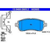 ATE - Remblokkenset - Vooras - Set assen - 125,6 mm breed - 51,6 mm hoog - 17,3 mm dik