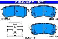 ATE - Remblokkenset - Achteras - Met Akoestische Slijtagewaarschuwing - Set Assen