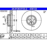ATE - Remschijf - Vooras Links - Geventileerd - 348 mm - High Carbon