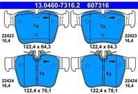 ATE - Remblokkenset - Achteras - Voor voertuigen met elektrische handrem - Set assen