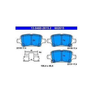 ATE - Remblokkenset - Achteras - Met Akoestische Slijtagewaarschuwing - Set Assen