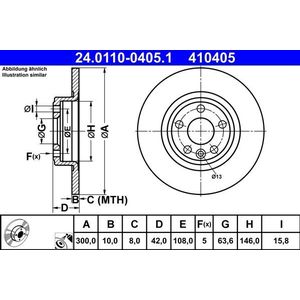 ATE - Remschijf - Achteras - 300 mm - Gelegeerd/Gecarboniseerd - 5 gaten