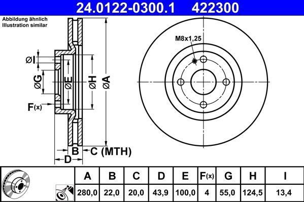 Abarth - Remschijf - Geventileerd - Buitendiameter 280 mm - Gecoat