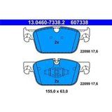 ATE - Remblokkenset - Vooras - Remsysteem ATE - 155 mm breedte - 63 mm hoogte - 17,6 mm dikte
