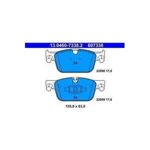 ATE - Remblokkenset - Vooras - Remsysteem ATE - 155 mm breedte - 63 mm hoogte - 17,6 mm dikte
